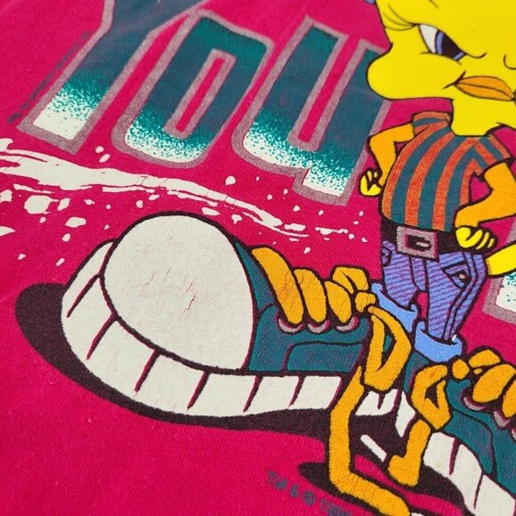 Tweety Bird Tee Size Large Pink Vintage VTG 90's‎ Warner Bros - Picture 8 of 8
